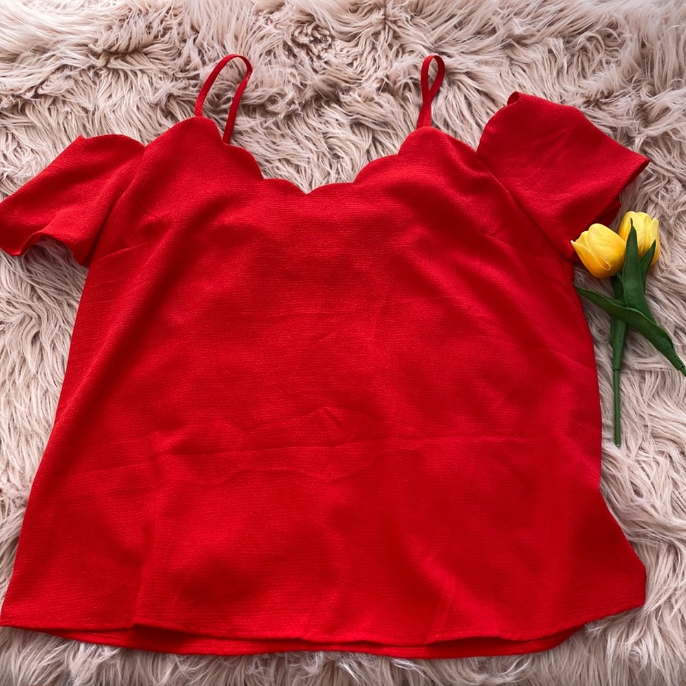 Off the shoulder red top